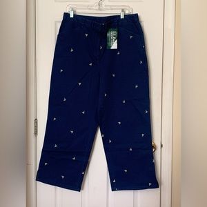 Vintage Y2K LL Bean Women’s Capri Pants 100% Cotton Navy & Green  Size 16R- NWT